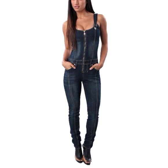 Dereon Denim Jumpsuit Sz M/33” - Picture 1 of 8